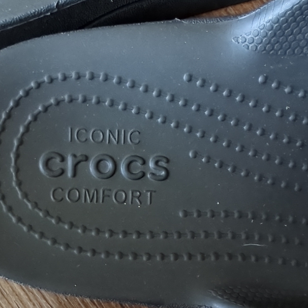 Crocs Iconic Comfort Slides in Black - Picture 2 of 8